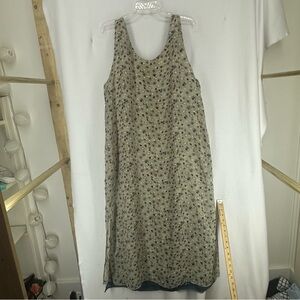 Floral Sleeveless Flowy Maxi Dress Reversible Womens Medium Beige